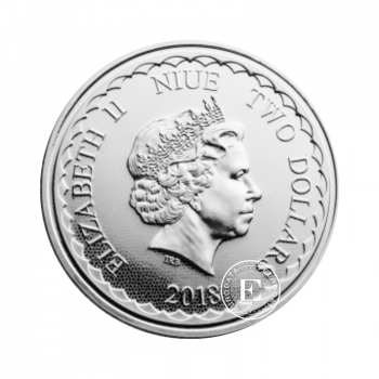 1 oz (31.10 g) sidabrinė moneta Double Dragon, Niujė 2018