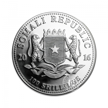 1 oz (31.10 g) sidabrinė moneta Dramblys, Somalis 2016