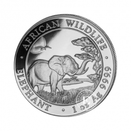 1 oz (31.10 g) srebrna moneta Elephant, Somalia 2019