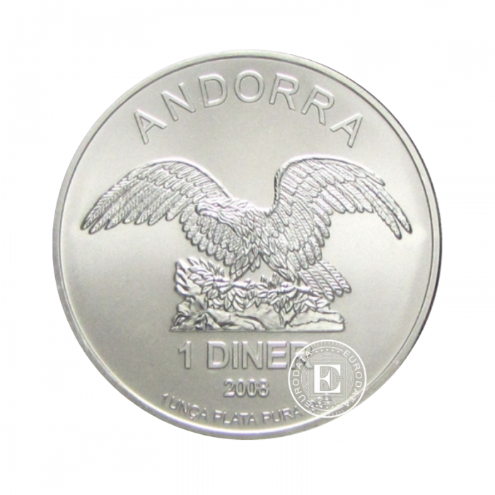 1 oz (31.10 g) sidabrinė moneta Erelis, Andora 2008