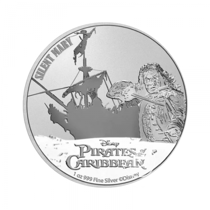 1 oz (31.10 g) sidabrinė moneta Karibų Piratai, Silent Mary, Niujė 2022