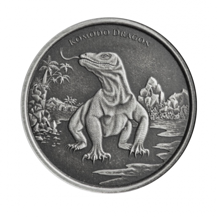 1 oz (31.10 g) pièce Komodo Dragon, Tokelau 2022 (Antique Finish)