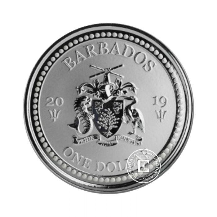 1 oz (31.10 g) sidabrinė moneta Lionfish, Barbadosas 2019
