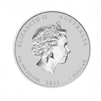 1 oz (31.10 g) sidabrinė moneta Lunar II Triušio metai, Australija 2011