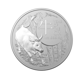 1 oz (31.10 g) sidabrinė moneta Lunar Ox, RAM, Australija 2021
