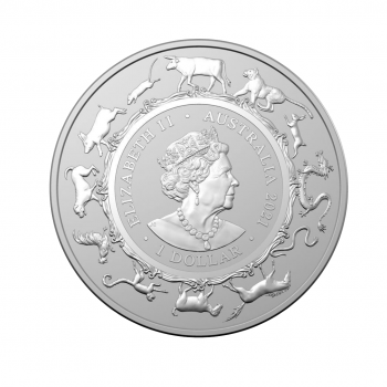 1 oz (31.10 g) srebrna moneta Lunar Ox, RAM, Australia 2021