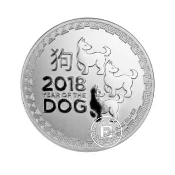 1 oz (31.10 g) sidabrinė moneta Niue Lunar, Dog, Niujė 2018