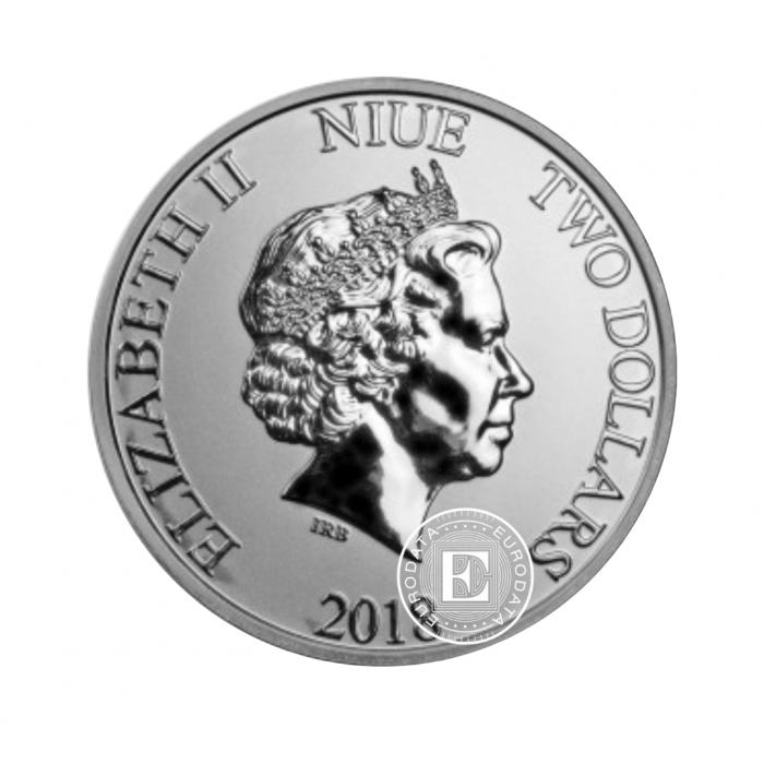 1 oz (31.10 g) srebrna moneta Niue Lunar, Dog, Niue 2018
