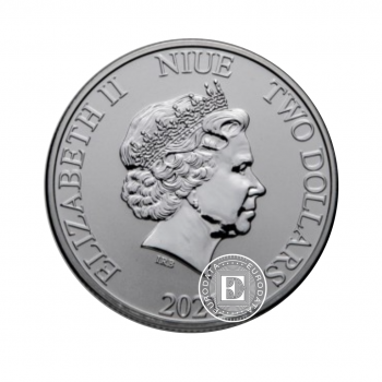 1 oz (31.10 g) sidabrinė moneta Niue Lunar, Ox, Niujė 2021