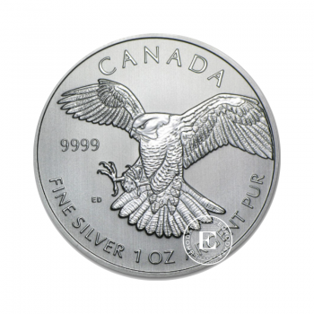 1 oz (31.10 g) sidabrinė moneta Peregrine Falcon, Kanada 2014