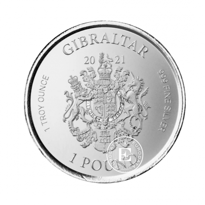 1 oz (31.10 g) srebrna moneta Perseus Head of Medusa, Gibraltar 2021