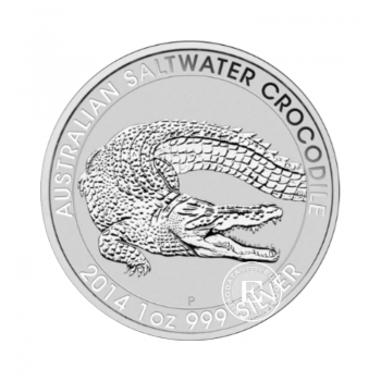 1 oz (31.10 g) sidabrinė moneta Briaunagalvis krokodilas, Australija 2014