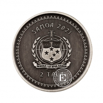 1 oz (31.10 g) sidabrinė moneta Seahorse, Samoa 2021 (Antique Finish)
