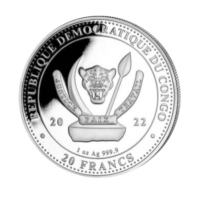 1 oz (31.10 g) sidabrinė moneta World's Wildlife - Bear, Kongo Respublika 2022 (dalinai paauksuota)