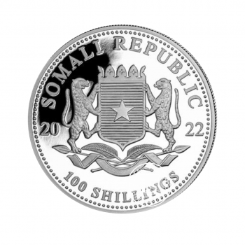 1 oz (31.10 g) sidabrinė spalvota moneta Afrikos laukinė gamta, Leopardas, Somalis 2022