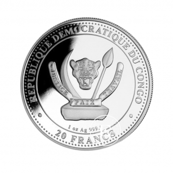 1 oz (31.10 g) sidabrinė spalvota moneta Gigantopitekai, Kongo Respublika 2022