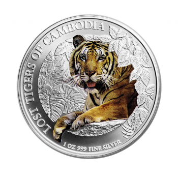 1 oz (31.10 g) srebrna kolorowa moneta Lost Tigers, Cambodia 2023