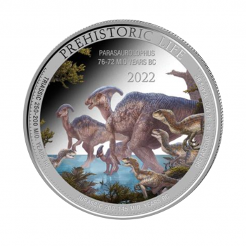 1 oz (31.10 g) sidabrinė spalvota moneta Parazaurolofai, Kongo Respublika 2022
