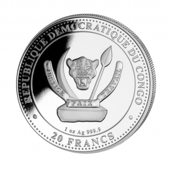 1 oz (31.10 g) sidabrinė spalvota moneta Parazaurolofai, Kongo Respublika 2022