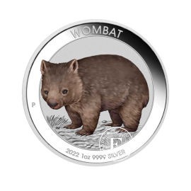 1 oz (31.10 g) silbermünze farbig Wombat, Australia 2022