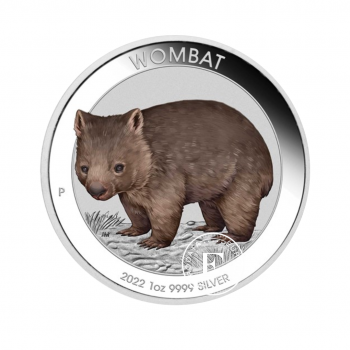 1 oz (31.10 g) sidabrinė spalvota moneta Wombat, Australija 2022