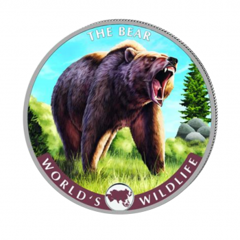 1 oz (31.10 g) pièce coloré World's Wildlife - Bear, Congo 2022
