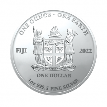 1 oz (31.10 g) sidabrinė spalvota moneta Žemė, Fidžis 2022