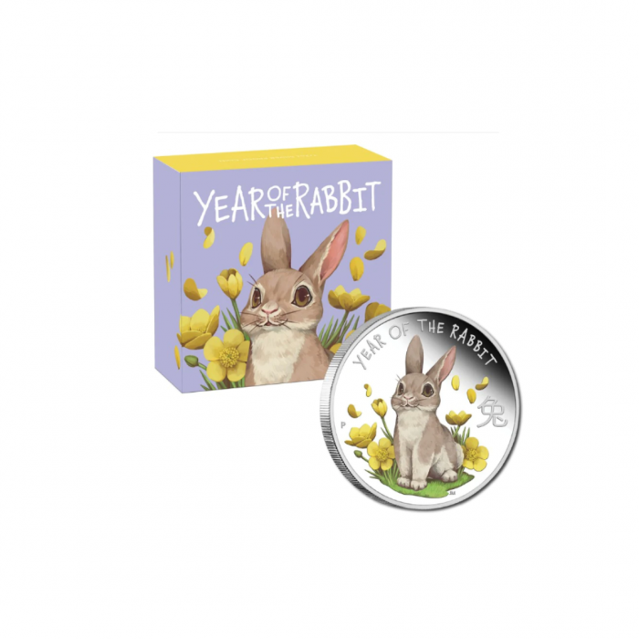 1/2 oz (15.55 g) silver colored PROOF coin Baby rabbit, Australia 2023