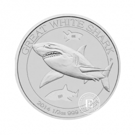 1/2 oz (15.55 g) sidabrinė moneta Great White Shark, Australija 2014