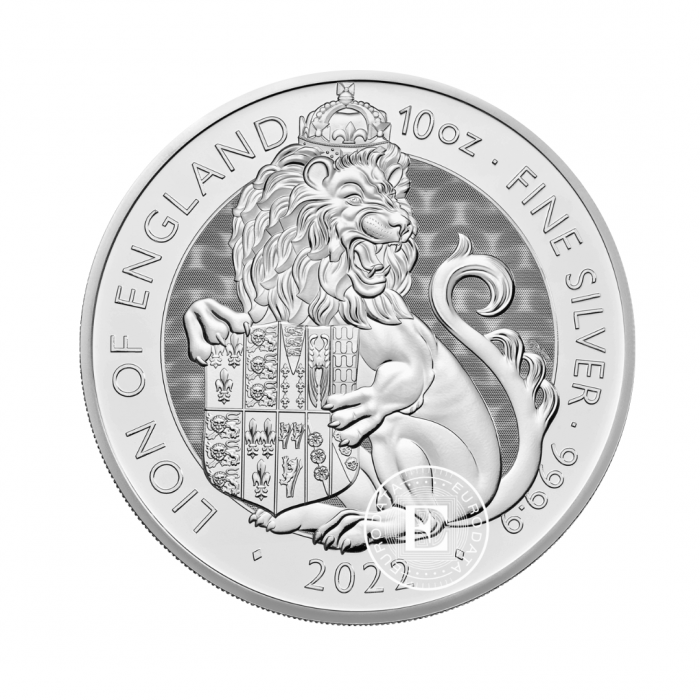 10 oz (311 g) srebrna moneta Tudor Beasts Lion, Great Britain 2022