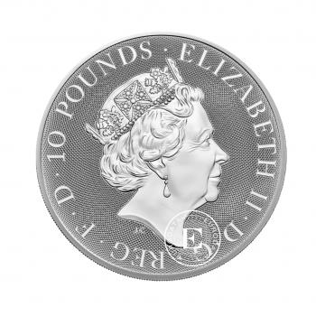 10 oz (311 g) sidabrinė moneta Tudor Beasts Lion, D. Britanija 2022