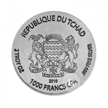 2 oz (62.20 g) sidabrinė moneta Horus, Čadas 2016
