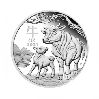 2 oz (62.20 g) sidabrinė moneta Lunar III Ox, Australija 2021