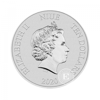 5 oz (155.5 g) sidabrinė moneta Turtle, Niujė 2020