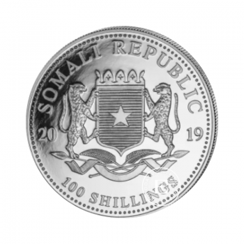 1 oz (31.10 g) sidabrinė moneta Dramblys, Somalis 2019