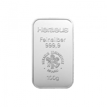 100 g. sidabro luitas, Heraeus 999.9
