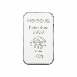 100 g. sidabro luitas, Heraeus 999.0