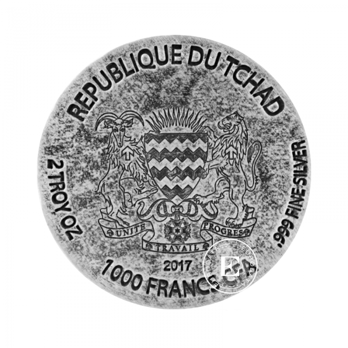 2 oz (62.20 g) sidabrinė moneta Ramses II, Čadas 2017