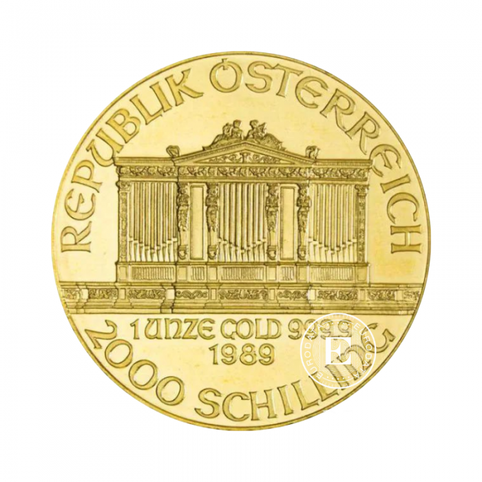 1 oz (31.10 g) auksinė moneta Vienos Filharmonija, Austrija 1989