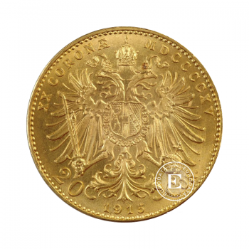 20 kronų (6.09 g) auksinė moneta, Austrija 1915