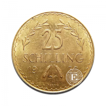 25 šilingų (5.29 g) auksinė moneta, Austrija 1926-1938