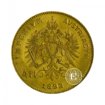 4 gulden (2.90 g) pièce d'or, Autriche 1892 Restrike