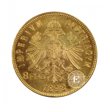 8 florins (5.81 g) pièce d'or, Autriche 1889