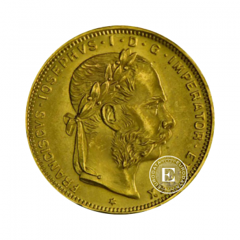 8 Gulden (5.81 g) goldmünze, Österreich 1892 Restrike