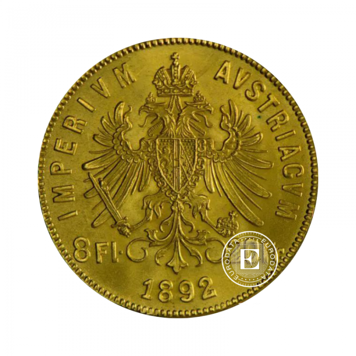 8 gulden (5.81 g) pièce d'or, Autriche 1892 Restrike