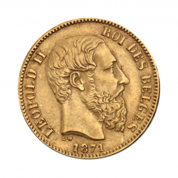 5.81 g pièce d'Or 20 Franc Leopold II, Belgique 1876-1882