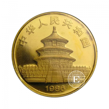 1 oz (31.10 g) auksinė moneta Panda, Kinija 1986