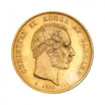 20 kronų (8.06 g) auksinė moneta Christian IX, Danija 1863-1906