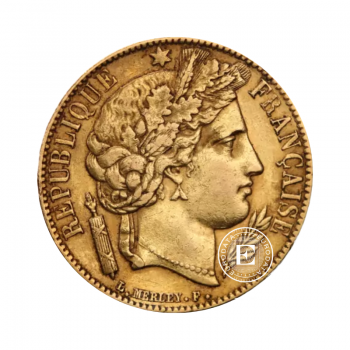 20 frankų (5.81 g) auksinė moneta Cérès 2nd Republic, Prancūzija 1848-1852