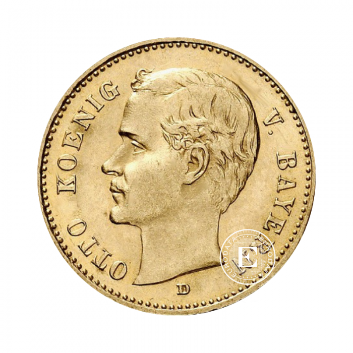 10 mark (3.58 g) gold coin Otto King of Bavaria, Germany 1888-1912